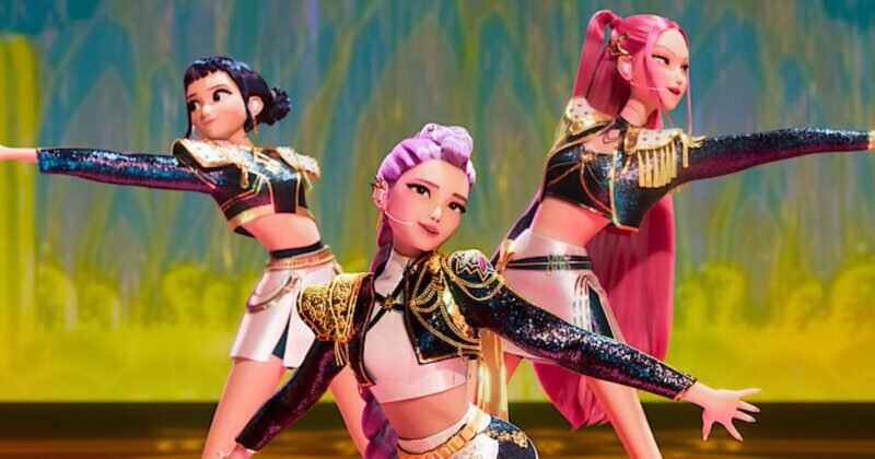 KPop girl group HUNTR/X performing in Netflix animated film KPop Demon Hunters